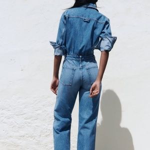 NEW ZARA TRF straight leg denim jumpsuit
